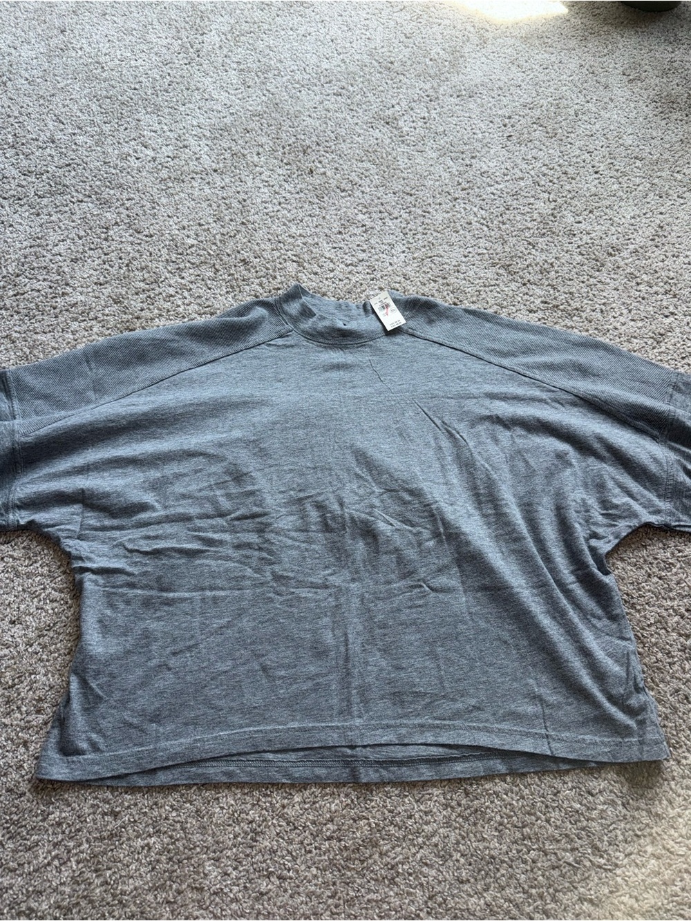 Aerie - Mock Neck Long Sleeve T-Shirt - M, Gray (NWT)